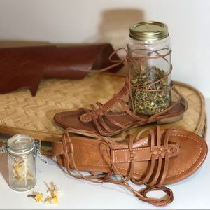 Caramel Leather J.Crew Strappy Sandals Size 8